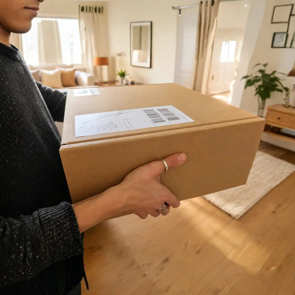 Telemarie Paket wird nach Hause geliefert